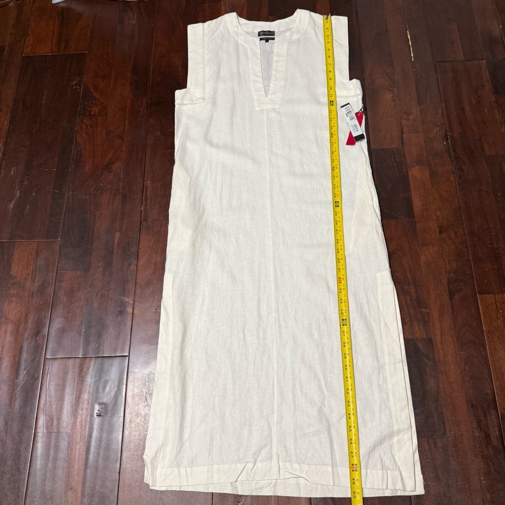 New Carbon38 Linen Blend Maxi Dress Women’s Medium Sleeveless Cream - Picture 6 of 10